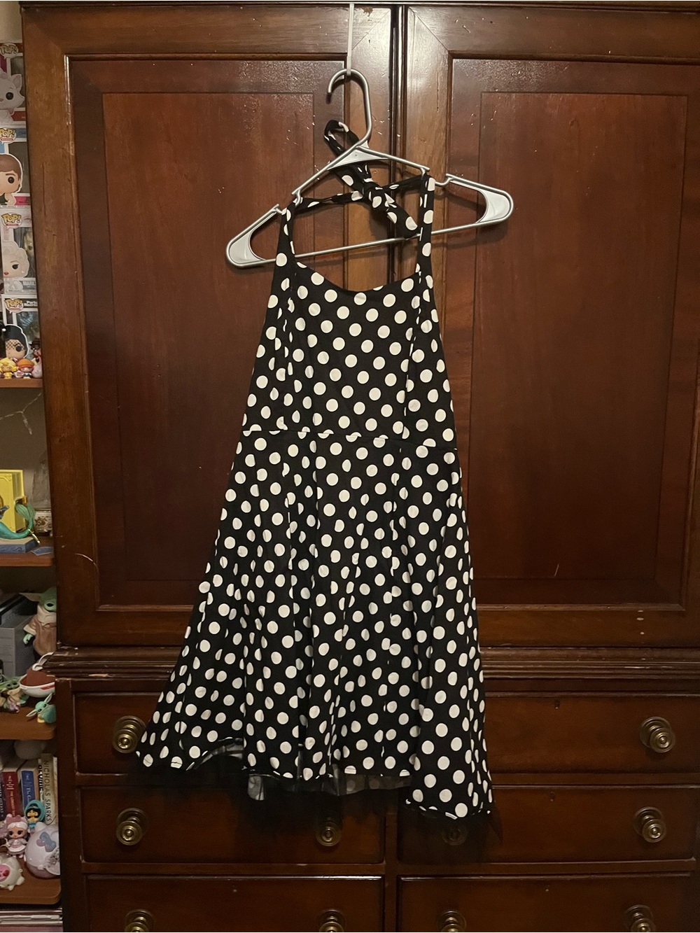 Black and White Polka Dot Halter Casual Dress